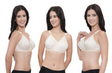 FEMULA Wide Strap Crossbust Non Padded, Full Coverage, Regular Wear Cotton Bra  ( 3Pcs Beige Colour )