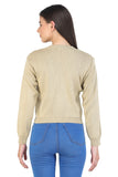 FEMULA V- Neck Women Full Sleeves Stitched Ready to Wear Woolen Blouse (Light Biscuit)