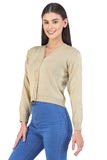 FEMULA V- Neck Women Full Sleeves Stitched Ready to Wear Woolen Blouse (Light Biscuit)