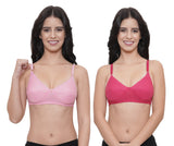 FEMULA Monika T-Shirt Lightly Padded Bra for Women & Girls ( Pack of 2Pcs, 1 Each of  Pink & Magenta Colour )