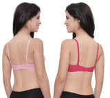 FEMULA Monika T-Shirt Lightly Padded Bra for Women & Girls ( Pack of 2Pcs, 1 Each of  Pink & Magenta Colour )