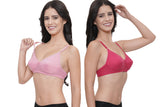 FEMULA Monika T-Shirt Lightly Padded Bra for Women & Girls ( Pack of 2Pcs, 1 Each of  Pink & Magenta Colour )