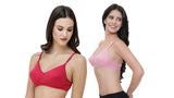 FEMULA Monika T-Shirt Lightly Padded Bra for Women & Girls ( Pack of 2Pcs, 1 Each of  Pink & Magenta Colour )