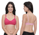 FEMULA Monika T-Shirt Lightly Padded Bra for Women & Girls ( Pack of 2Pcs, 1 Each of  Pink & Magenta Colour )