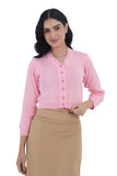 FEMULA V- Neck Women Full Sleeves Stitched Ready to Wear Woolen Blouse ( Baby Pink )