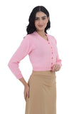 FEMULA V- Neck Women Full Sleeves Stitched Ready to Wear Woolen Blouse ( Baby Pink )