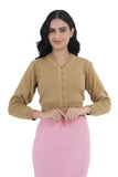 FEMULA V- Neck Women Full Sleeves Stitched Ready to Wear Woolen Blouse ( Biscuit Brown )