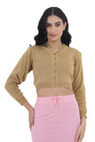 FEMULA V- Neck Women Full Sleeves Stitched Ready to Wear Woolen Blouse ( Biscuit Brown )