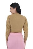 FEMULA V- Neck Women Full Sleeves Stitched Ready to Wear Woolen Blouse ( Biscuit Brown )