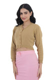 FEMULA V- Neck Women Full Sleeves Stitched Ready to Wear Woolen Blouse ( Biscuit Brown )