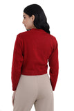 FEMULA V- Neck Women Full Sleeves Stitched Ready to Wear Woolen Blouse ( Red )