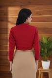 FEMULA V- Neck Women Full Sleeves Stitched Ready to Wear Woolen Blouse ( Pink Red )
