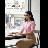 FEMULA V-Neck, Half Sleeves, Solid Color, Woolen Ready to Wear Blouse ( Baby Pink )