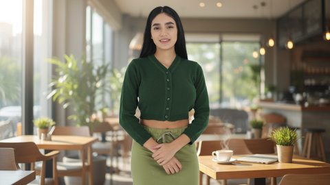 FEMULA V- Neck Women Full Sleeves Stitched Ready to Wear Woolen Blouse ( Bottle Green )