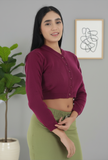 FEMULA V- Neck Women Full Sleeves Stitched Ready to Wear Woolen Blouse ( Purple )