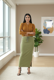 FEMULA V- Neck Women Full Sleeves Stitched Ready to Wear Woolen Blouse ( Mustard Brown )