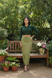 FEMULA V- Neck Women Full Sleeves Stitched Ready to Wear Woolen Blouse ( Bottle Green )