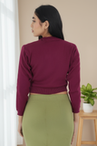 FEMULA V- Neck Women Full Sleeves Stitched Ready to Wear Woolen Blouse ( Purple )