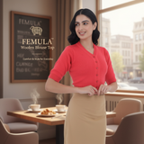 FEMULA V-Neck, Half Sleeves, Solid Color, Woolen Ready to Wear Blouse ( Gajri )