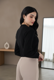 FEMULA V- Neck Women Full Sleeves Stitched Ready to Wear Woolen Blouse ( Black )