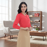 FEMULA V-Neck, Half Sleeves, Solid Color, Woolen Ready to Wear Blouse ( Gajri )