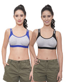 FEMULA Anju Sports Bra Black Blue Combo 30 (B & C Cup)