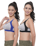 FEMULA Anju Sports Bra Black Blue Combo 30 (B & C Cup)