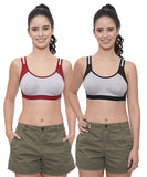 FEMULA Anju Sports Bra Black Maroon Combo 30 (B & C Cup)