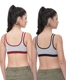 FEMULA Anju Sports Bra Black Maroon Combo 30 (B & C Cup)