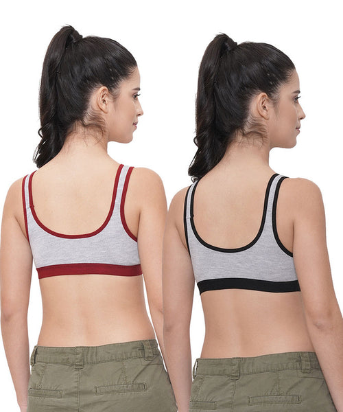 Femula FEMULA Anju Sports Bra Black Maroon Combo 30 (B & C Cup) – Femula