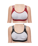 FEMULA Anju Sports Bra Black Maroon Combo 30 (B & C Cup)