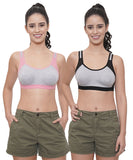 FEMULA Anju Sports Bra Black Pink Combo 30 (B & C Cup)