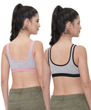 FEMULA Anju Sports Bra Black Pink Combo 30 (B & C Cup)