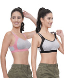 FEMULA Anju Sports Bra Black Pink Combo 30 (B & C Cup)