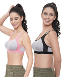 FEMULA Anju Sports Bra Black Pink Combo 30 (B & C Cup)