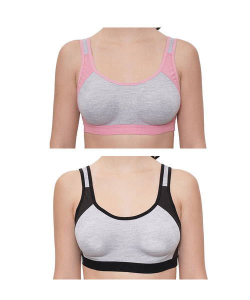 FEMULA Anju Sports Bra Black Pink Combo 30 (B & C Cup)