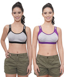 FEMULA Anju Sports Bra Black Purple Combo 30 (B & C Cup)