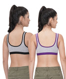 FEMULA Anju Sports Bra Black Purple Combo 30 (B & C Cup)