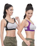 FEMULA Anju Sports Bra Black Purple Combo 30 (B & C Cup)