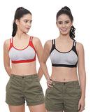 FEMULA Anju Sports Bra Black Red Combo 30 (B & C Cup)