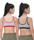 FEMULA Anju Sports Bra Black Red Combo 30 (B & C Cup)