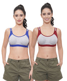 FEMULA Anju Sports Bra Blue Maroon Combo 30 (B & C Cup)