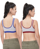 FEMULA Anju Sports Bra Blue Maroon Combo 30 (B & C Cup)