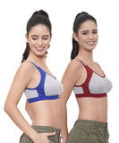 FEMULA Anju Sports Bra Blue Maroon Combo 30 (B & C Cup)