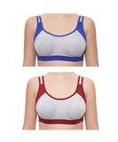 FEMULA Anju Sports Bra Blue Maroon Combo 30 (B & C Cup)