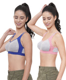 FEMULA Anju Sports Bra Blue Pink Combo 30 (B & C Cup)