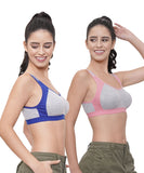 FEMULA Anju Sports Bra Blue Pink Combo 30 (B & C Cup)