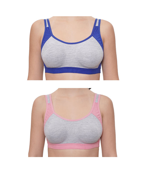 FEMULA Anju Sports Bra Blue Pink Combo 30 (B & C Cup)