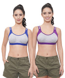 FEMULA Anju Sports Bra Blue Purple Combo 30 (B & C Cup)