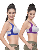 FEMULA Anju Sports Bra Blue Purple Combo 30 (B & C Cup)